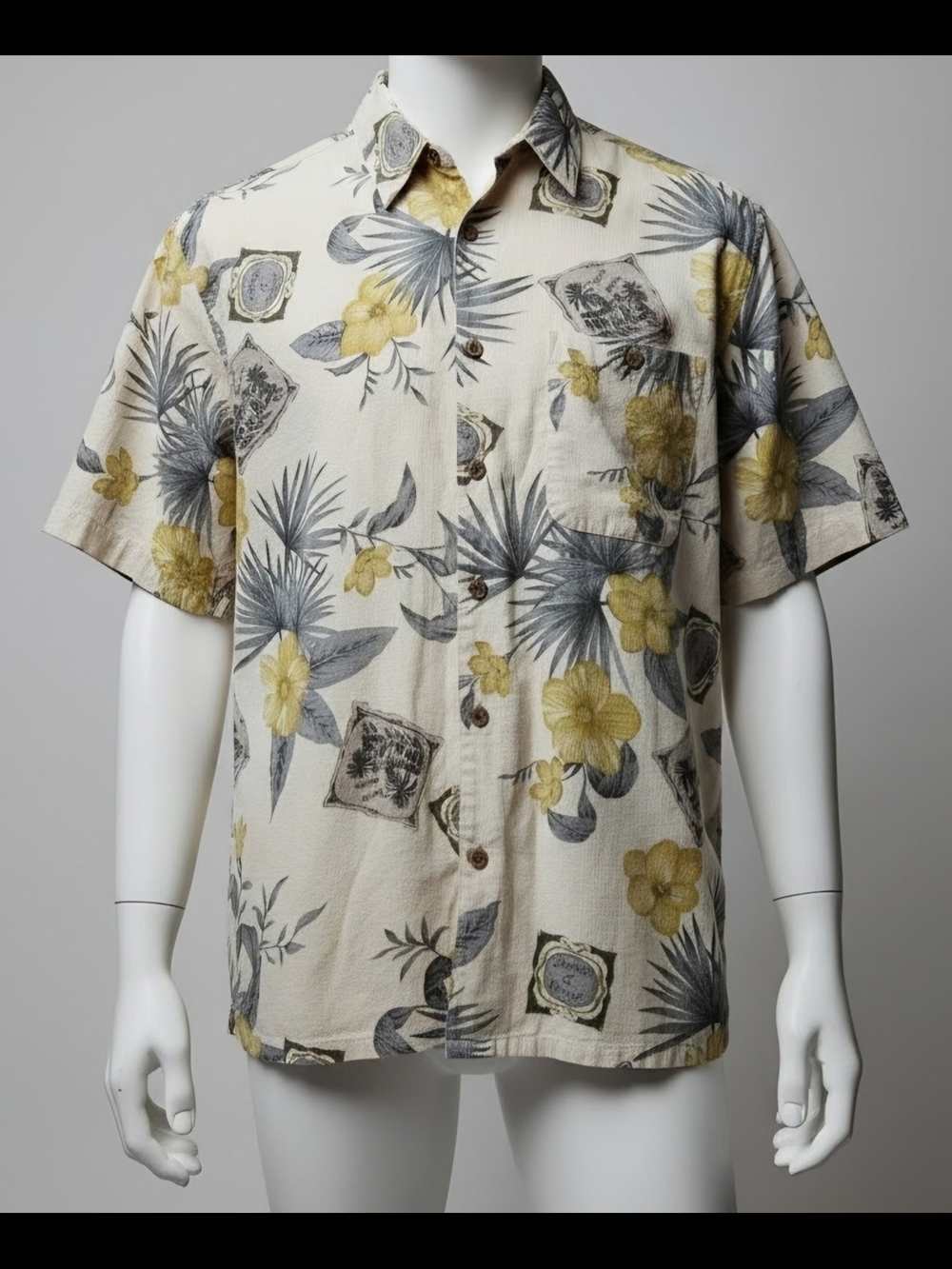 Banana Cabana Short-Sleeve Button-Down Silk Shirt